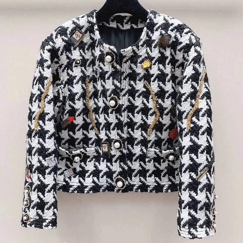 Женское роскошное шерстяное пальто высококачественное шерстяное клетчатое Пальто осеннее зимнее женское повседневное пальто