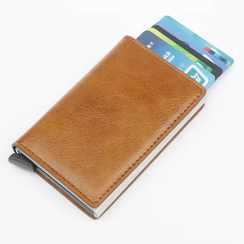 

New Men Wallet RFID Credit Card Holder Anti-Theft Automatic Wallet Card Case Leather Male Purse Credit Card