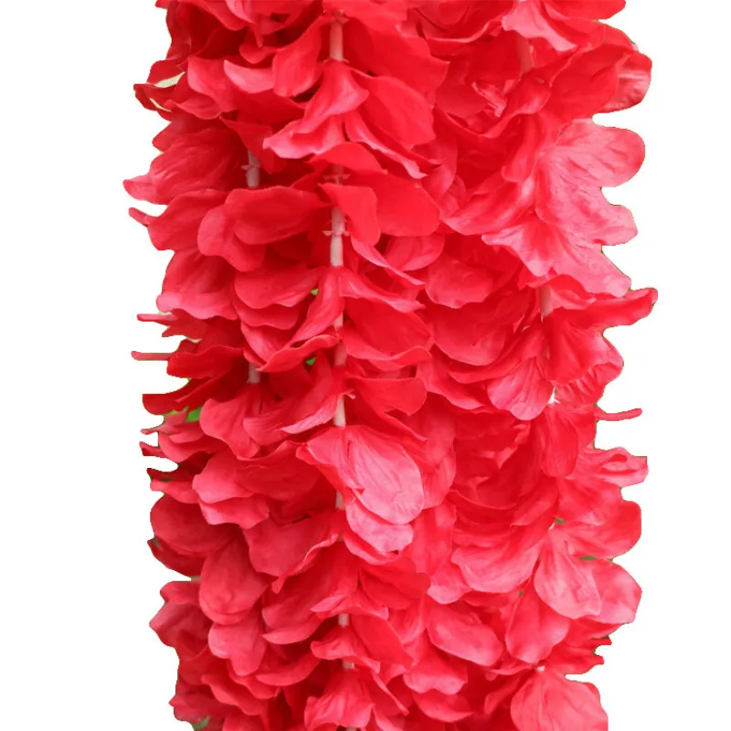 Дешевая 1 м цепочка цветов Глициния лоза шёлковая гортензия из ротанга DIY Свадебная вечеринка украшение Искусственные цветы на стену