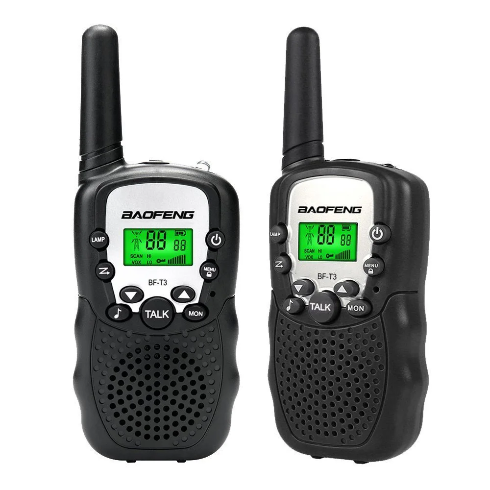 T3-Black 2 шт UHF 8 канальный мини детский портативный двухсторонний 10 тонный радиоприемопередатчик для детей радио малыш рация Baofeng BF-T3 черный - Цвет: T3-Black