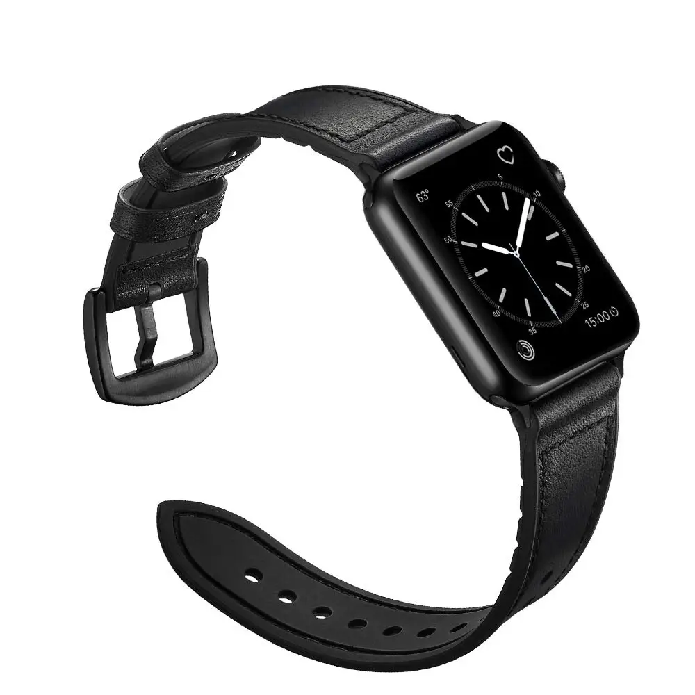 Силиконовый+ кожаный ремешок для apple watch 5 4 3 2 correa iwatch 44 мм 40 мм iWatch 42 мм 38 мм кожаный ремешок для часов