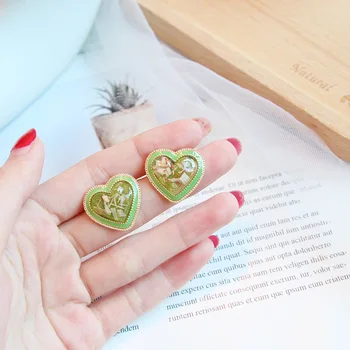 

S925 Needles Love Shell Ear Stud Female Simple Circle Small Earrings South Korea Elegant Versatile Earrings Ear Rings