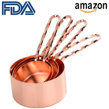 

Stainless Steel Rose Gold Cup 4 Paper Set Amount Spoon Rose Baking Amount Spoon Gold-plated Cup