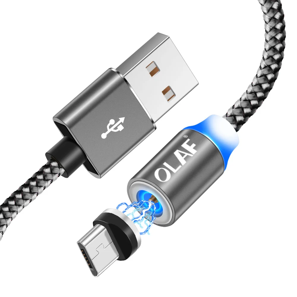 Магнитный USB кабель для huawei samsung type C type-C зарядный USB C Магнитный кабель Micro USB Мобильный шнур для телефона провод для iPhone 11 магнитная зарядка магнитный кабель провод для зарядки шнур для зарядки те - Цвет: for micro gray