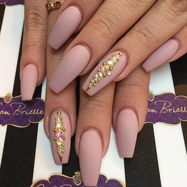 24pcs/Set Detachable Long Coffin Fake Nails European Rainbow Ballerina Full Nail Art Tips Colorful Beauty Artificial False Nails A4