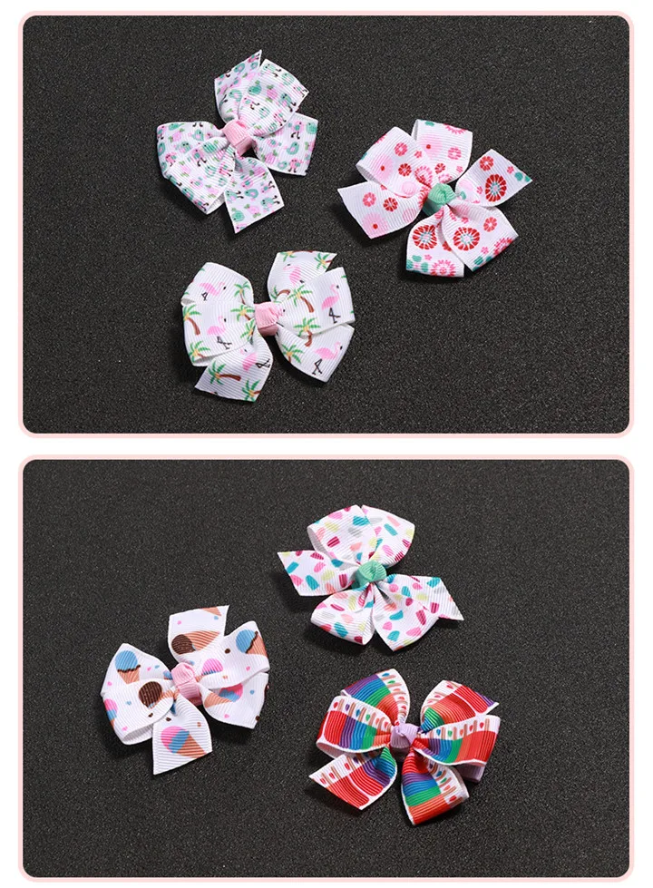 4   All-inclusive Cloth Hairclips Flower Bow Headwear Children Hair Clip Halloween Birthday Wedding Gifts For Guests Party Souvenir