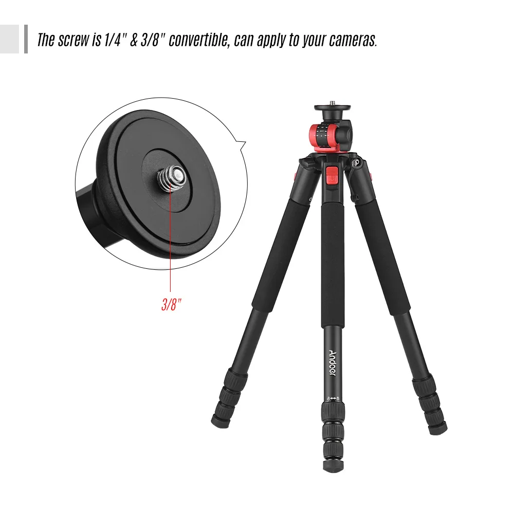 

Professional Andoer MPT-284 4-Section Tripod Transverse Axis Tripods Telescopic Bracket with Carrying Bag for Camera 15kg/3.3lb
