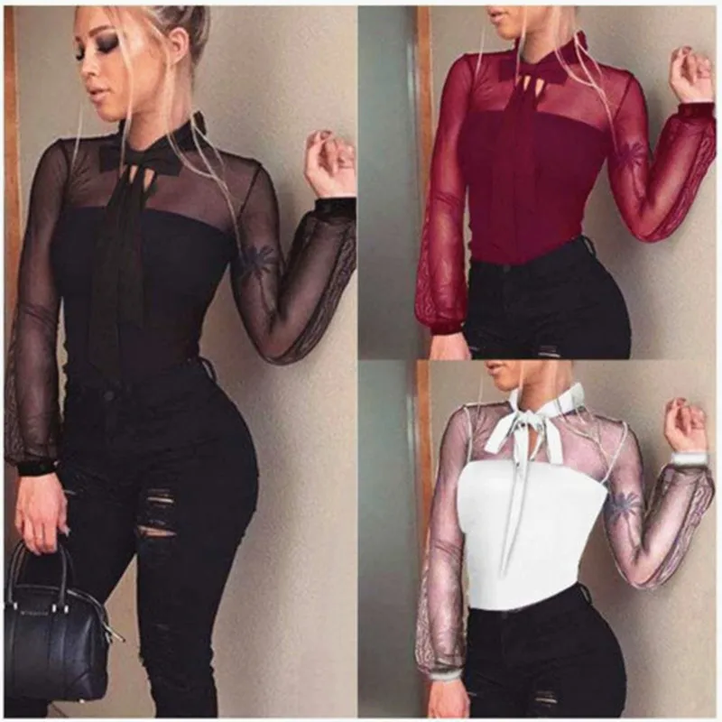 Женская блузка с длинным рукавом Modis Готическая облегающая шифоновая v-образным