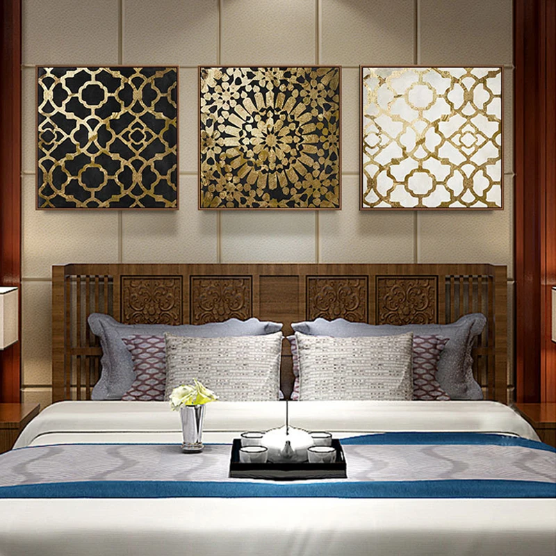 

Modern Abstract Wall Art Canvas Painting Golden Marble Geometric Pattern Nordic Posters Pictures for Home Living Room Decor