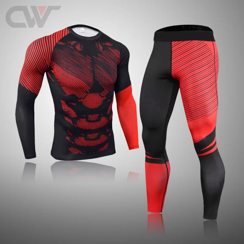 Winter New Men Ski Thermal Underwear Sets Compression Sweat Quick Drying Cycling Thermo Underwear Men Clothing Long Johns 2