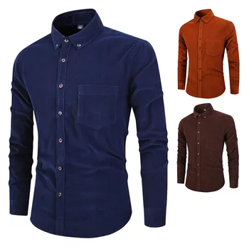 

Fashion New Style Men's Autumn New Cotton Korean Men's Corduroy Shirt Long Sleeve Retro Shirt Men S21