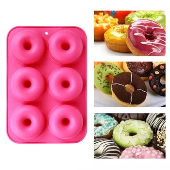 

3Pcs Silicone Donut Baking Pans 6 Grid Silicone Donut Mold Non-stick DIY Donut Maker Bagels Doughnuts Mould Baking Tray Bakeware
