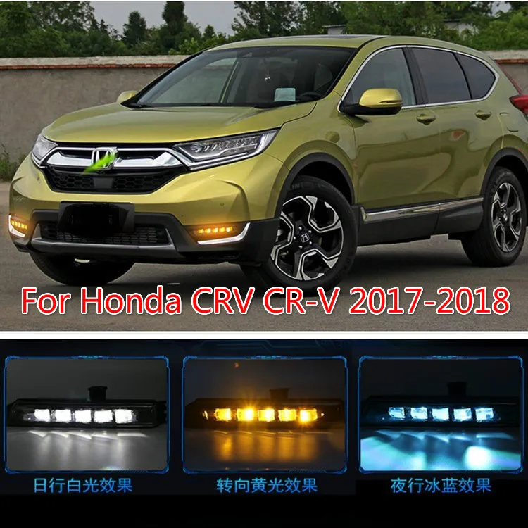 

High match For Honda CRV CR-V 2017 2018 LED DRL Driving Daytime Running Light fog lamp with yellow turn signal style Relay