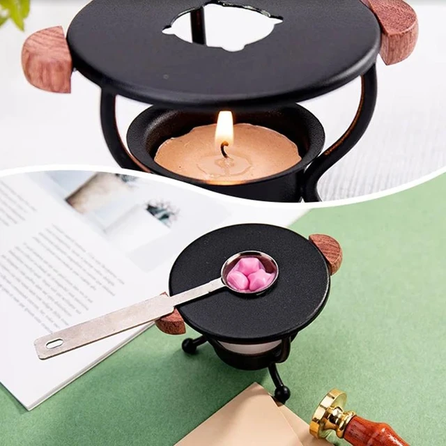 Vintage Wax Seal Melter Sealing Wax Melting DIY Stamp Envelope Wax Heating  Tripod Wax Melting Furnace,Black 