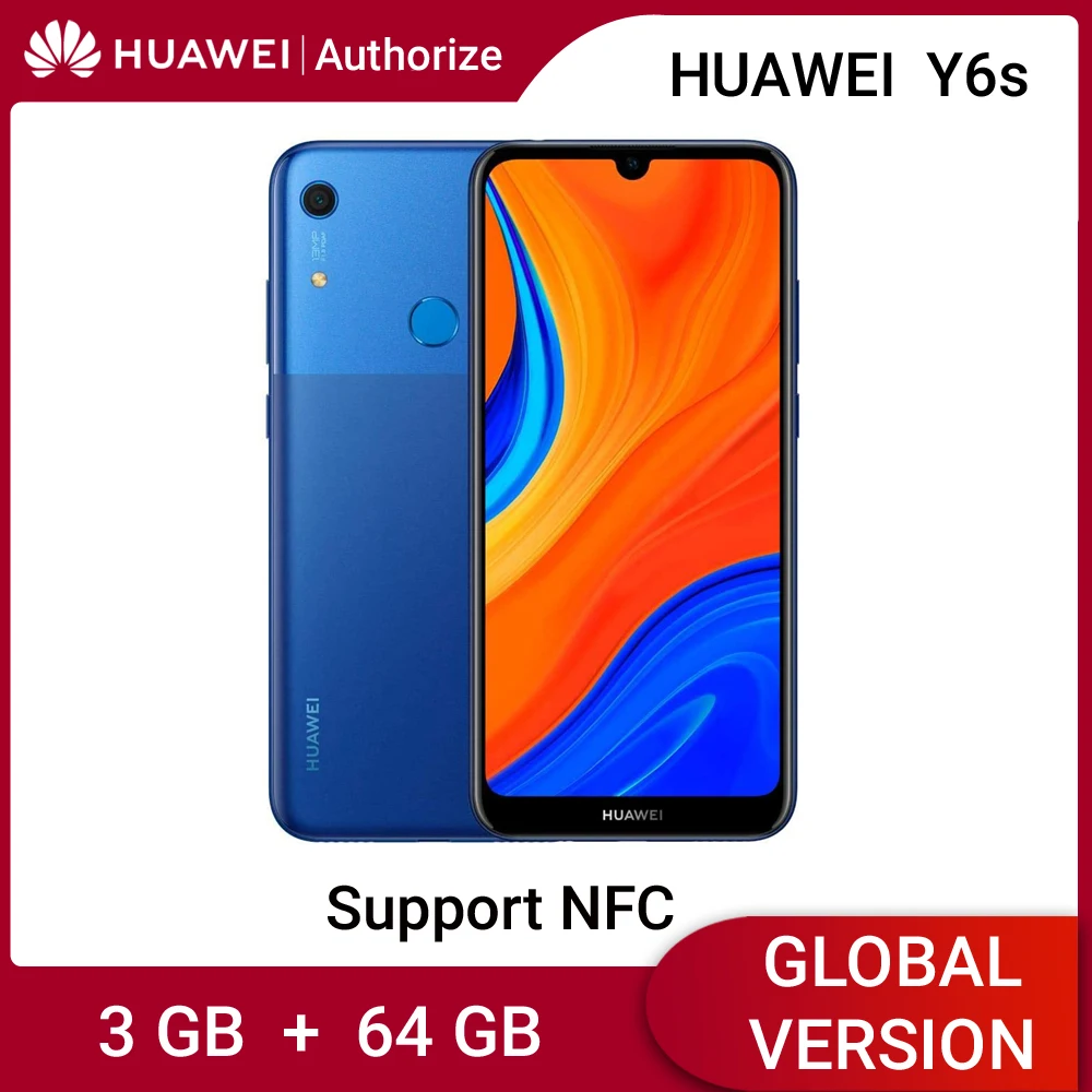 HUAWEI Y6s 64GB глобальная версия смартфона 6 09 дюймов NFC мобильный телефон 3020mAh