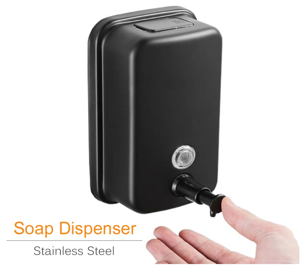 ROVOGO 500/800/1000Ml Black/Mirror Soap Dispenser Wall Mounted, Stainless Steel Bathroom Dispenser for Home Hotel