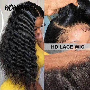 34Inch Transparent Lace Wigs HD Lace Frontal Wigs Deep Wave Frontal Wigs For Black Women 13X4