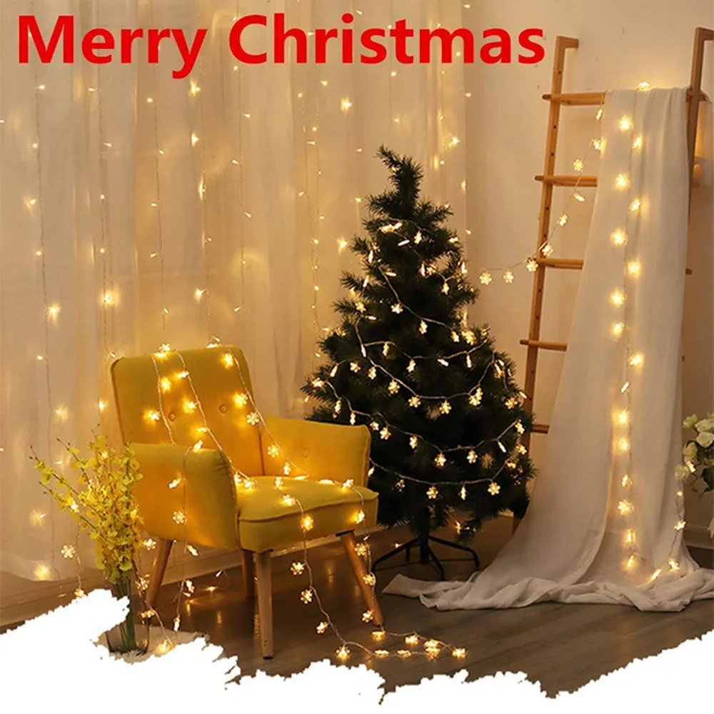 СВЕТОДИОДНАЯ Гирлянда в виде снежинок уличный водонепроницаемый шнурок с