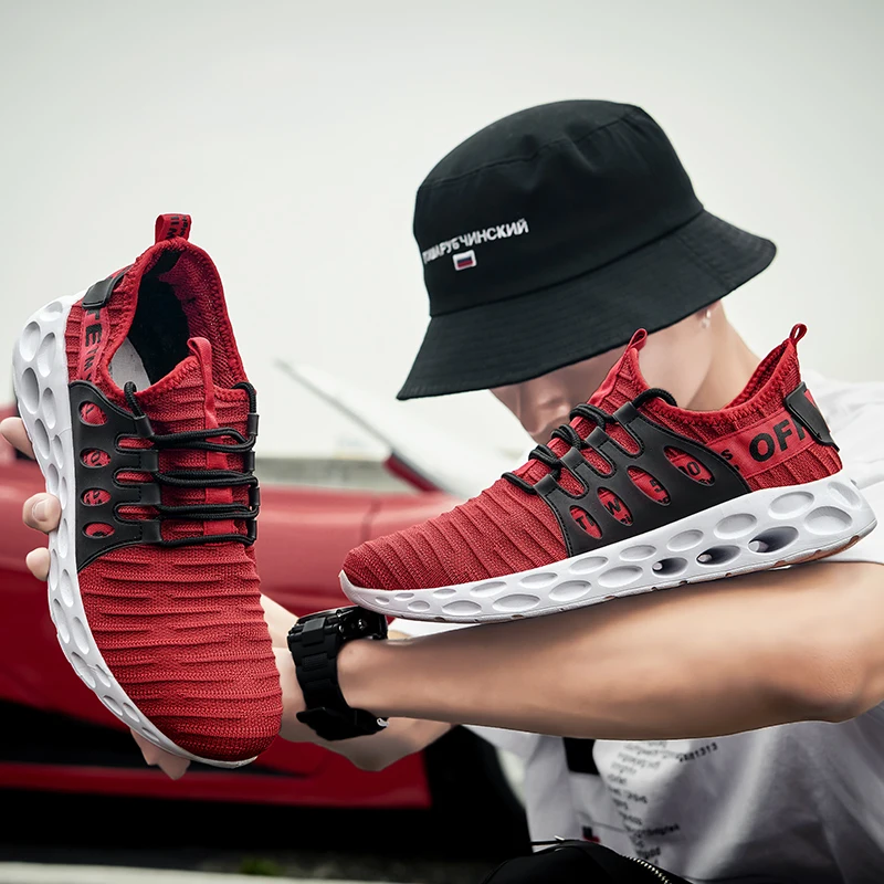 

Male Casual Shoes Spring And Autumn Men Blade Flying Weaving Running Shoes Ultra Lightweight Large Size Casual Sneaker