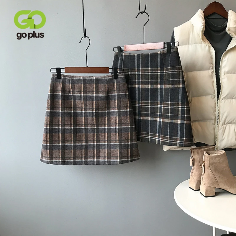 

GOPLUS England Style High Waist Skirt Plaid Vintage Mini Skirts Faldas Mujer Moda 2019 Harajuku Spodnice Damskie Jupe Femme