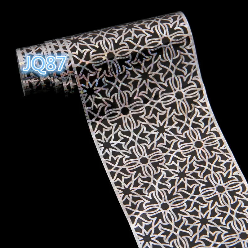 87 Christmas Sticker On Nails DIY Nail Art Transfer Foil 3D Snowflake Flowers Star Adhesive Tips Gel Polish Accessories 4*100cm - Цвет: 87