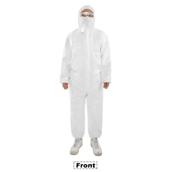 

2PCS/pack Disposable Coverall Dust Spray Suit Siamese Non-woven Dust-proof Clothing White Labor Safely Security Protection Cloth
