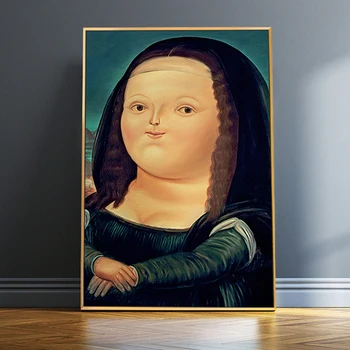 

Cartoon Funny Mona Lisa Posters Famous Oil Paintings on Canvas Cute Mona Lisa Da Vinci Wall Art Pictures for Living Room