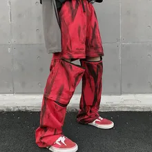 Брюки в стиле хип-хоп на молнии для мужчин и женщин, прямые брюки в стиле панк, мужские брюки, уличная одежда