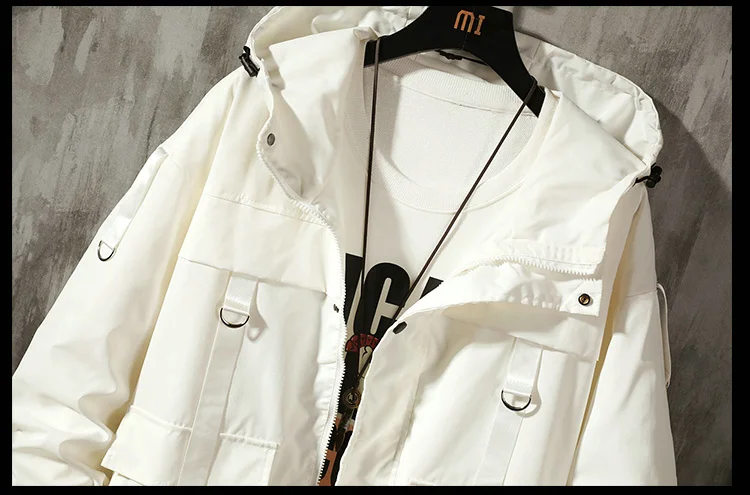 maxi puffer coat womens 2021 Autumn Jackets Men Harajuku Black Windbreaker Male Casual Hip Hop Multi-pocket Jacket Male Coats Mens Streetwear Jacket puffer coat women