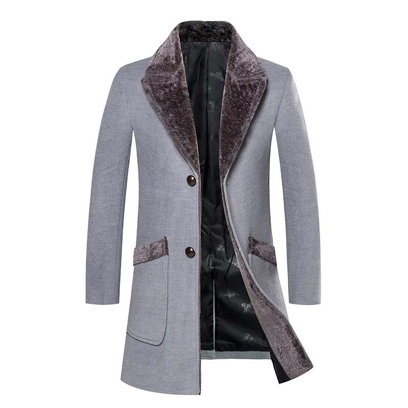 Woolen coat autumn and winter windbreaker men's Korean version of the self-cultivation long wool coat thick warm lapel Woolen coat autumn and winter windbreaker men's Korean version of the self-cultivation long wool coat thick warm lapel