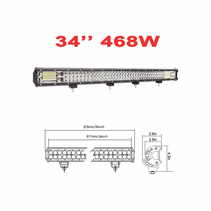 1" 17" 20''2" 28" 3" 7D светодиодный светильник Бар Offroad 288 Вт 324 комбо луч светодиодный фар дальнего света 12v 24v для грузовиков, внедорожников, квадроциклов, наводненных 4WD 4x4 - Цвет: 34inch 468w