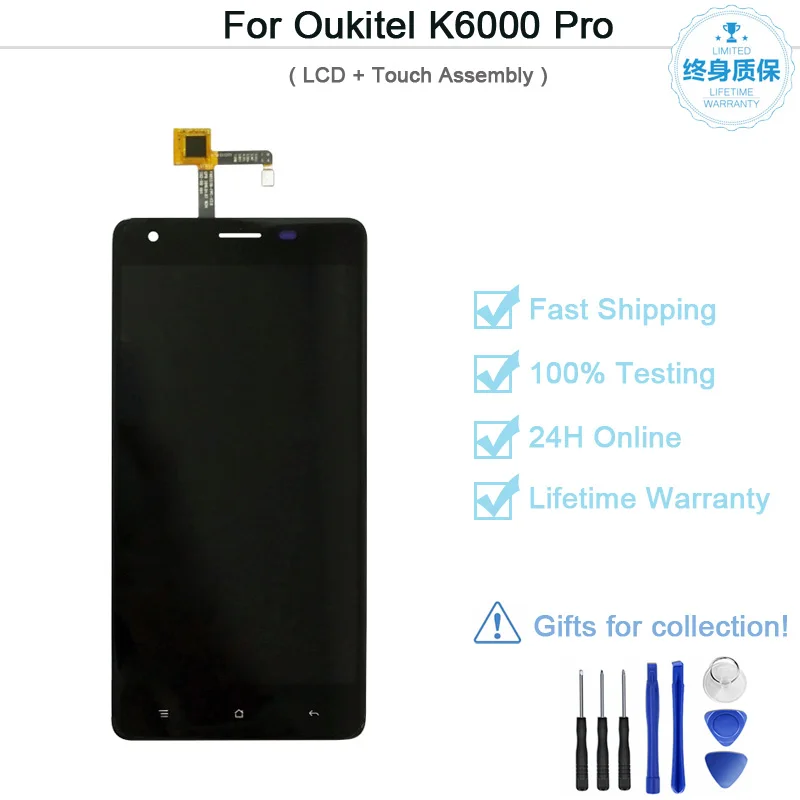 Goede Lcd scherm Voor Oukitel K6000 Pro Lcd Touch Screen Digitizer Vergadering Telefoon k 6000 pro k6000pro Vervangen Onderdelen