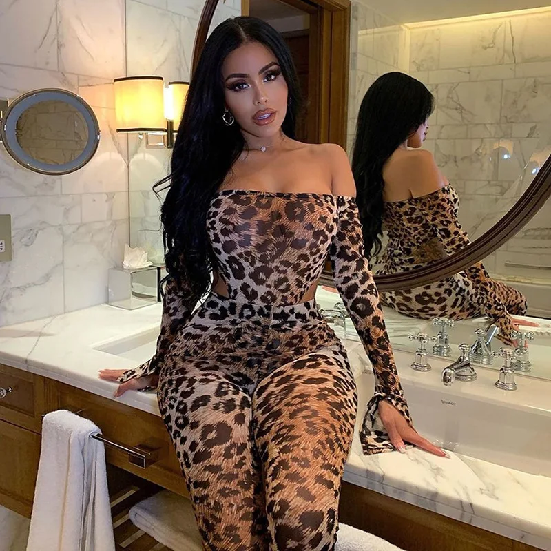 Leopard One Piece Jumpsuit Tight Leopard Print Tight Jumpsuit Sales