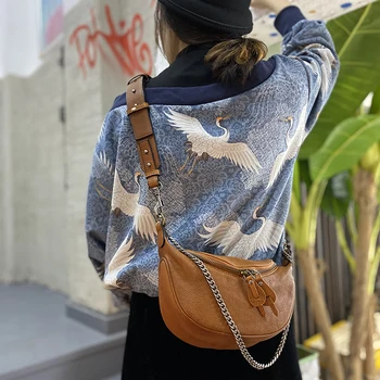 

INS New Fashionable Cow Leather Lady's Chest Bag Famous Brand Net Red Shoulder Messenger Bag Retro Chain Bag Free Shipping