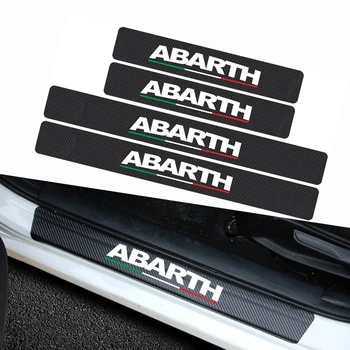 

4pcs Abarth Logo Carbon Fiber car door sill protector sticker for Fiat ABARTH Viaggio Punto 124 125 500 etc Car Styling