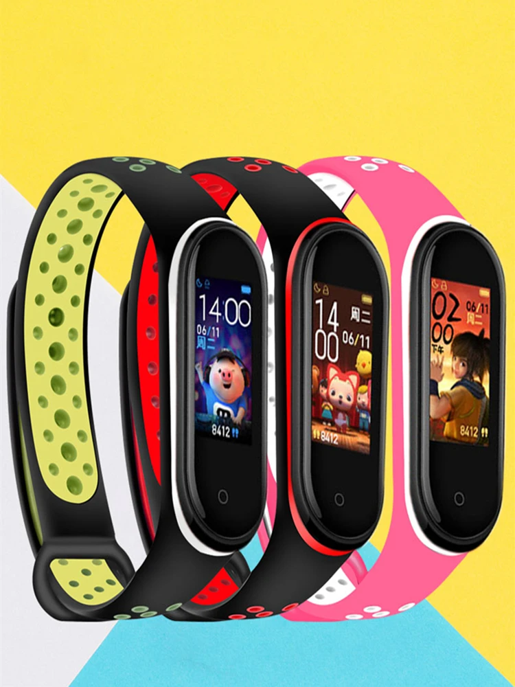 Силиконовый спортивный браслет ремешок на запястье для Xiaomi mi Band 4, для mi Band 3