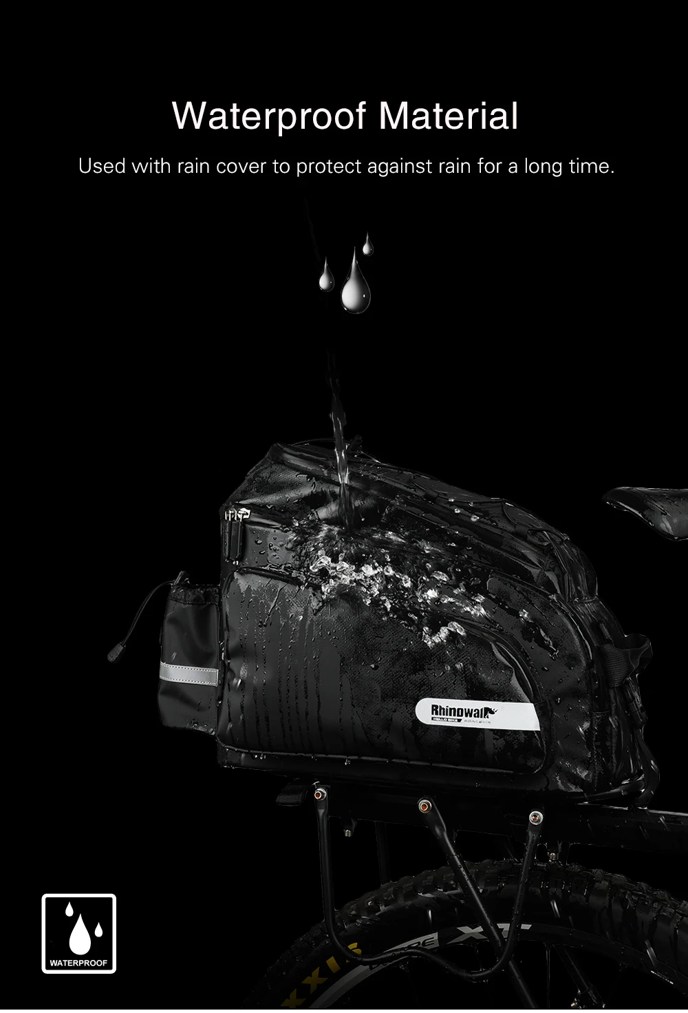 RHINOWALK New Bicycle Bags Mountain Bike Saddle Rack Trunk Bags Travel Cycling Luggage Carrier 17L Camera Handbag Waterproof  (2)