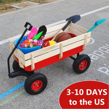

150KG Toys Mountain Wagon for Kids Outdoor Garden Cart All Terrain Pulling w/Wood Railing Air Tires Children Wide Grip Handle