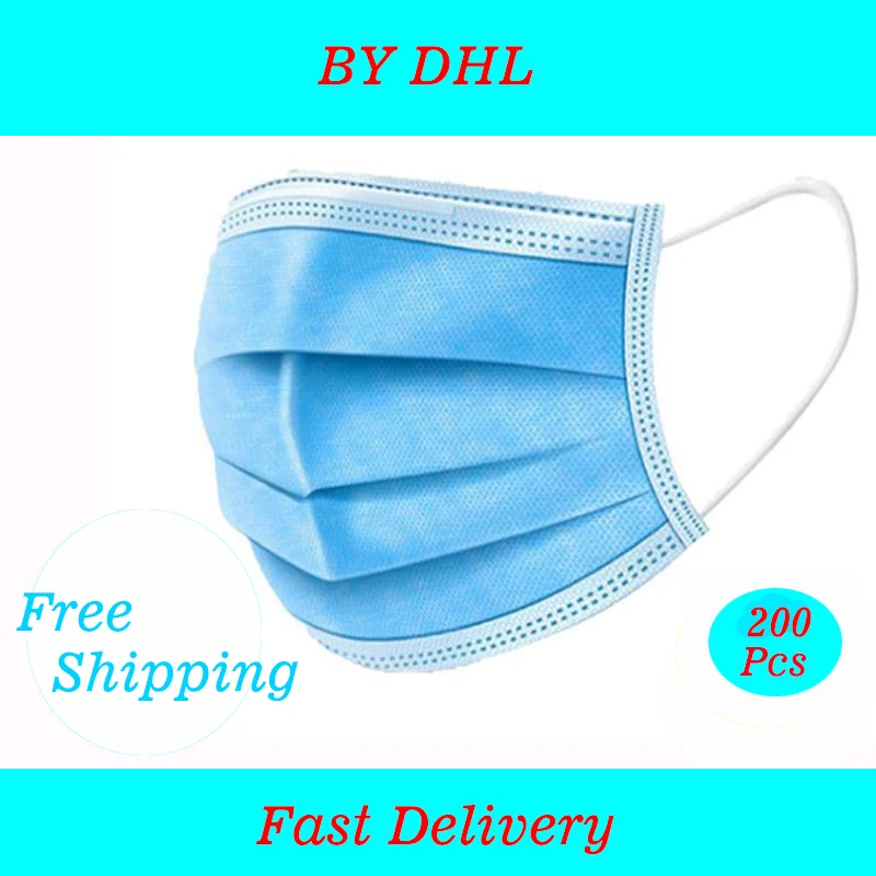 

Disposable mask 50-500 Pcs By DHL shipping In stock Fast Delivery dust protection Masks Disposable Safety Mask
