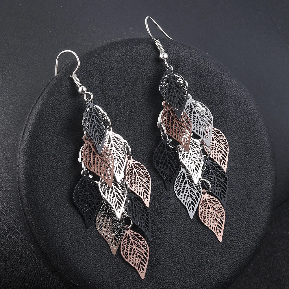 Seven-color small nine leaf accessories Leaves Earring Bohemian Jewelry Dangle Drop Earrings Cute decoration Women Gift