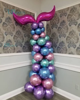 

47 PCS balloon garland arched chrome purple and pink hot air balloon packaging birthday party mermaid decoration for baby shower