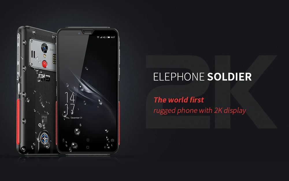 Elephone Soldier 4G смартфон 5,5 "Android 8,0 MTK X25 4 Гб ОЗУ 128 Гб ПЗУ 21 Мп задняя камера IP68 Водонепроницаемый 5000 мАч мобильные телефоны