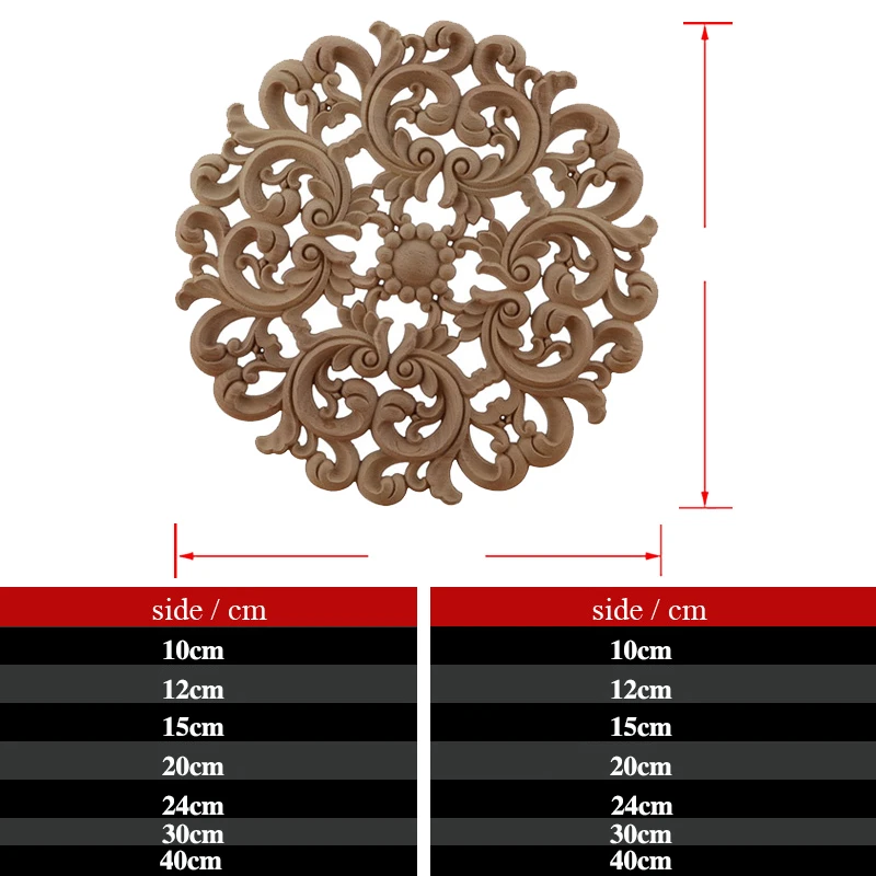 Round Wood Carving Wood Decal Carving Lines Applique Rose Rubber Home Decoration Accessories Cabinet ornament crafts miniature figurines wooden figurine crafts resin crafts glass fruit pendants