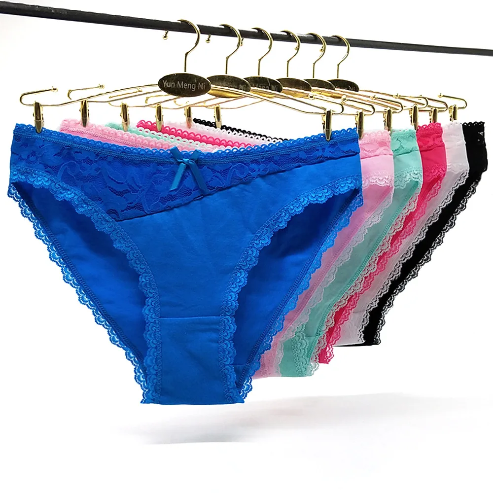 

3Pcs/set Women's Cotton Briefs Sexy Lace Patchwork Panties Mid-rise Ladies Underwear Plus Size Lingerie for Women M-L-XL