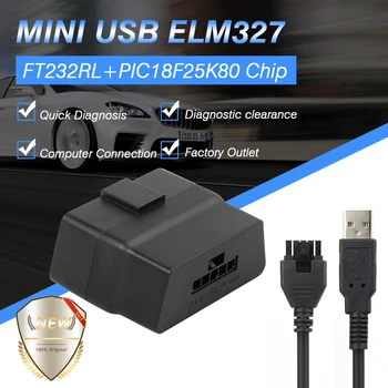 

2019 Newest ELM327 V1.5 USB With FT232 PIC18F25K80 Chip OBDII Car Fault Detector V07HU OBD2 Car Diagnostics Tool Free shipping