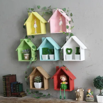 

American country retro color small room bedroom door wall shelf wall hanging items c