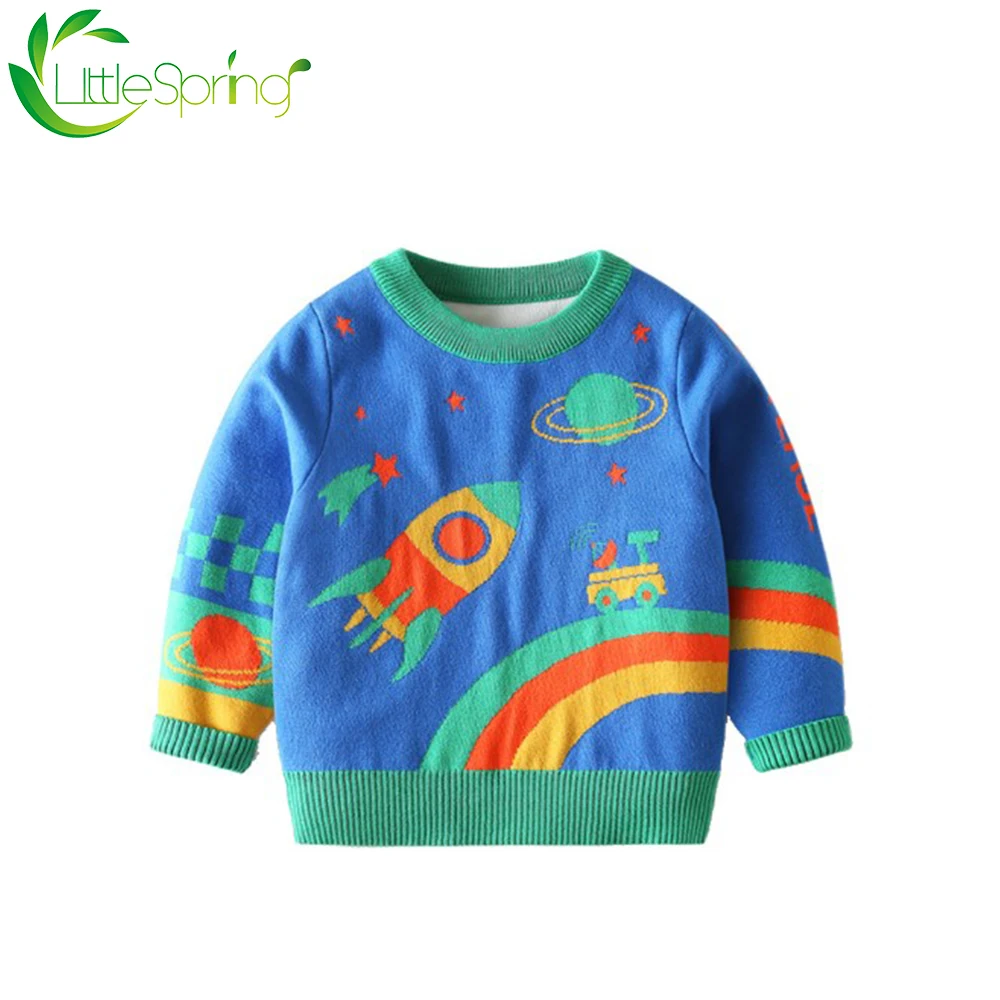 Свитер LittleSpring для маленьких мальчиков осень-весна Детская вязаная одежда