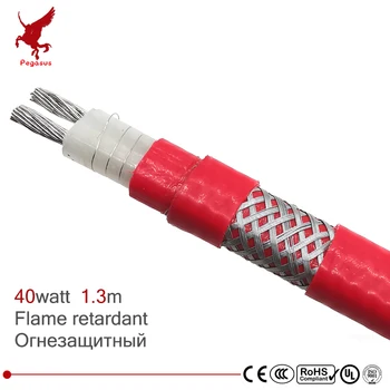 

40w 9mm 1.3m Long service life Flame retardant water pipe road roof Silicone rubber PTFE Insulation thaw heating cable heat band