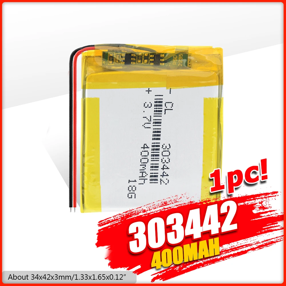 1/2/4 шт. Перезаряжаемые литий ионный аккумулятор 3 7 V 303442 033442 400 мАч с PCM для