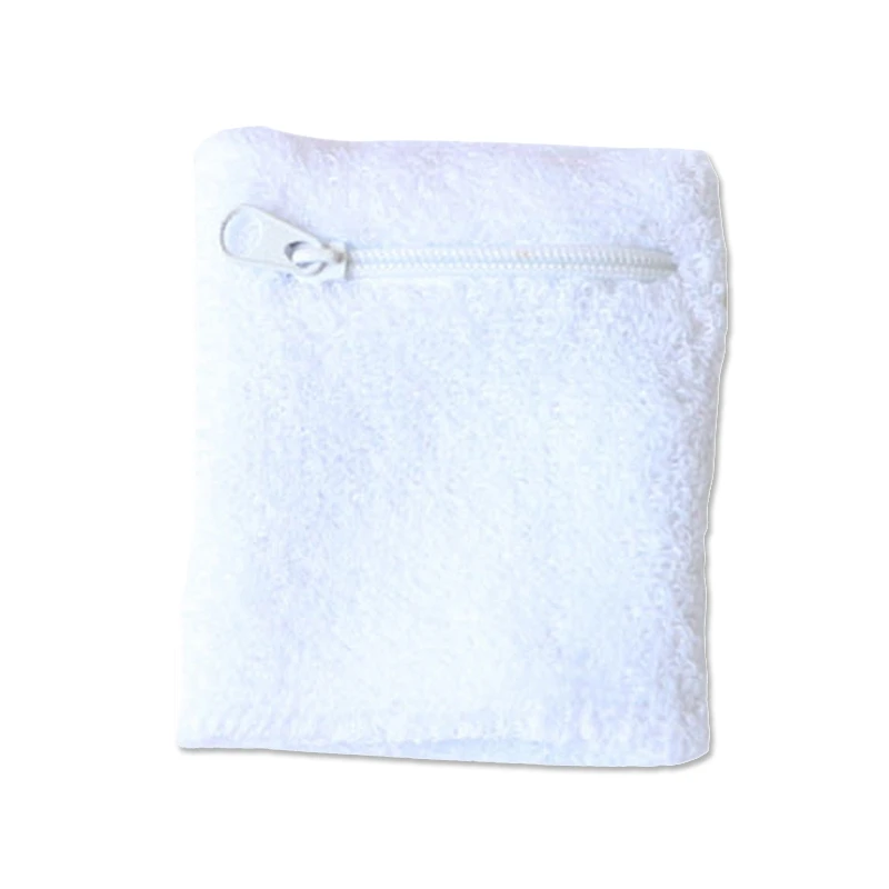 

Zipper Pocket Towel Sports Sweat Wristband Sports Protector White